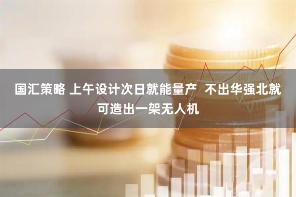 国汇策略 上午设计次日就能量产  不出华强北就可造出一架无人机